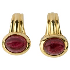 Tourmaline and Kunzite Gold Earrings