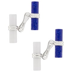 Jona Matt Chalcedony Lapis Lazuli Sterling Silver Cufflinks