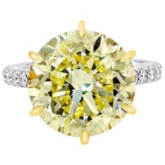 GIA Certified 10.02 Carats Round Brilliant Cut Yellow Diamond Engagement Ring