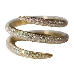 Handmade 18 Karat Yellow Gold and 1.40 Carat Diamond Triple Wrap Claw Ring
