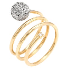 Vintage Pavé Diamond Orb Ring 18 Karat Gold Coiled Band Estate Spring Jewelry