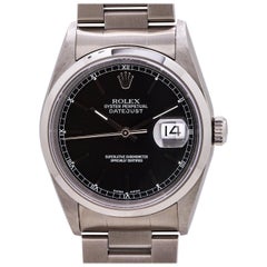Rolex Stainless Steel Datejust Stainless Steel Ref 16200 Black Dial, circa 2002