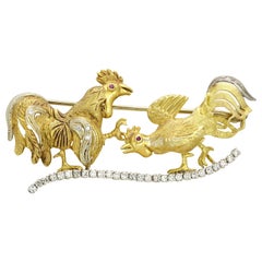 Diamond Rooster Pin