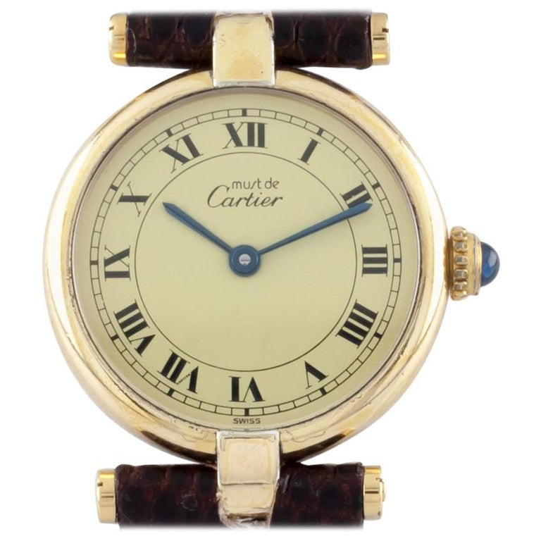 Must de Cartier Women's Round Vermiel Quartz Watch with Box and Leather ...