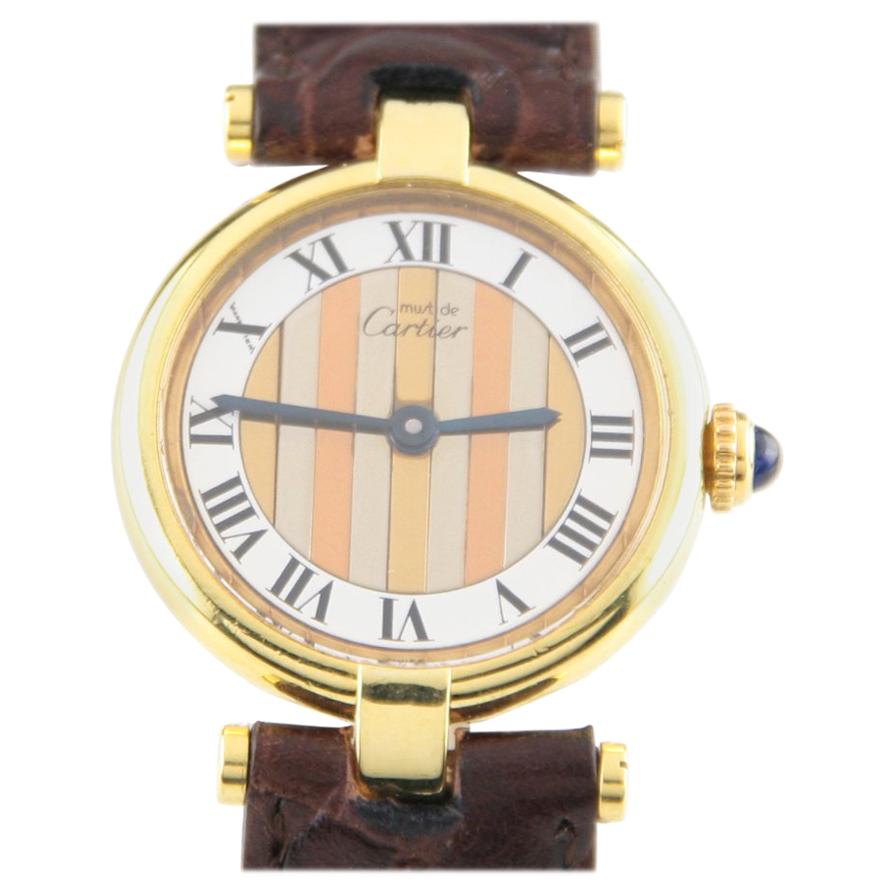 must de cartier vermeil quartz watch