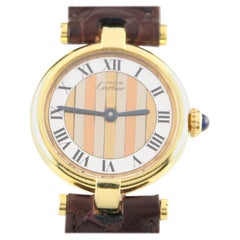 Must de Cartier Damen-Quarzuhr Vendome aus Vermeil mit Tri-Gold-Zifferblatt G20M