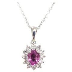 18 Karat Oval Pink Sapphire and Diamond Pendant