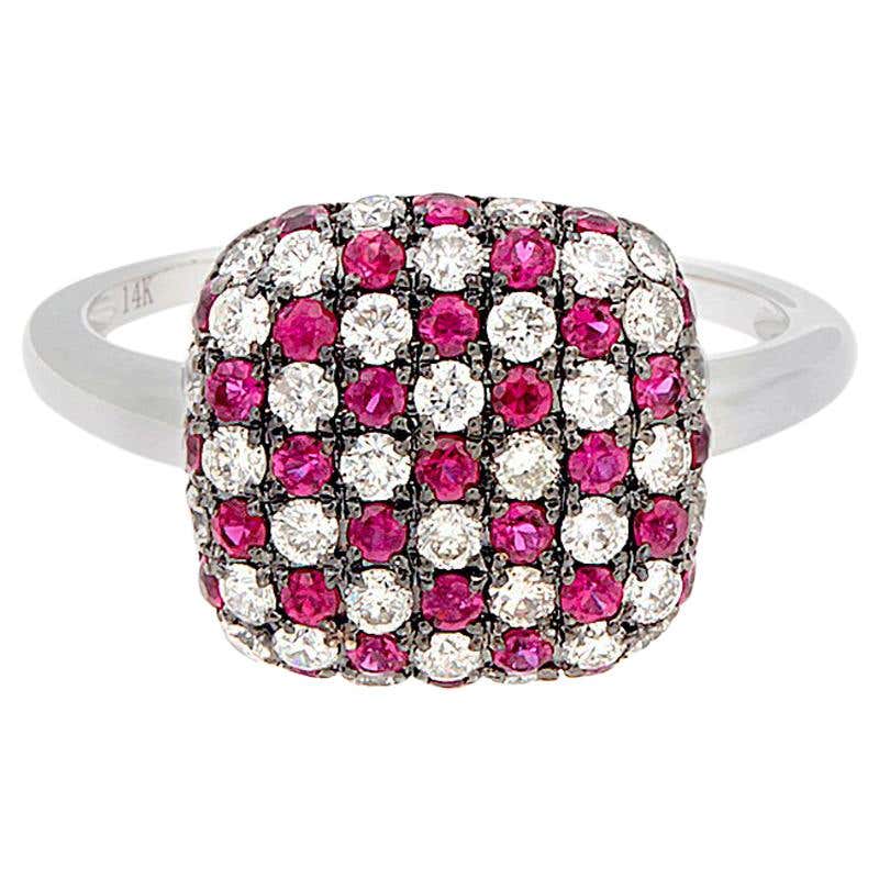 Diamond Ruby Chain Ring For Sale at 1stDibs