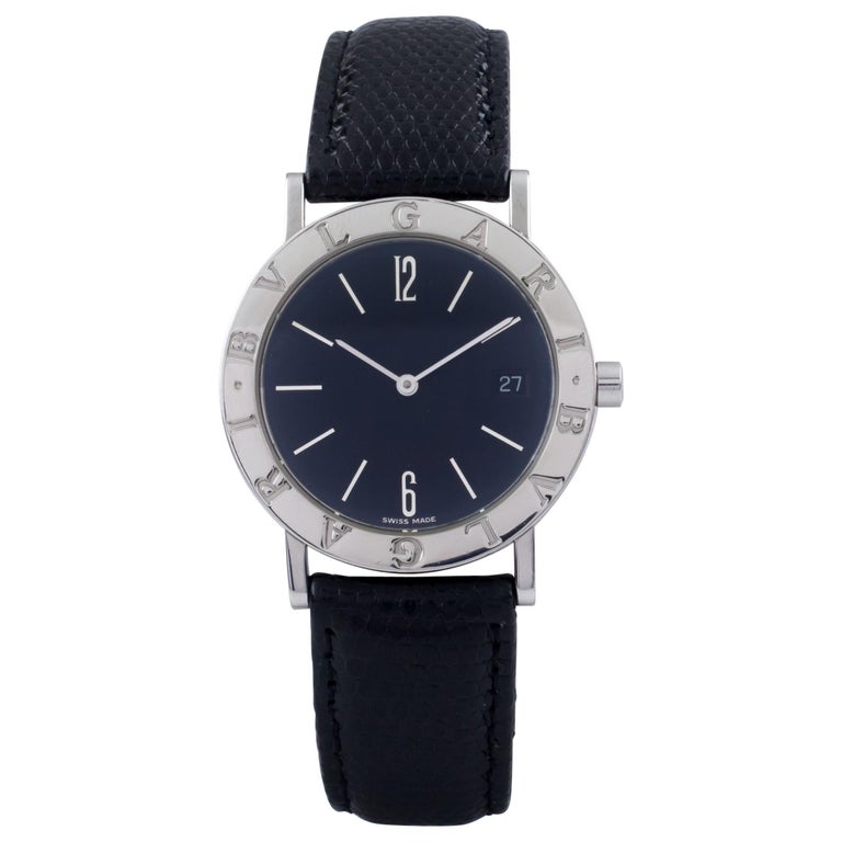Bulgari Bvlgari Stainless Steel Ss 33 Sld Quartz Watch With Leather Band For Sale At 1stdibs Ss W