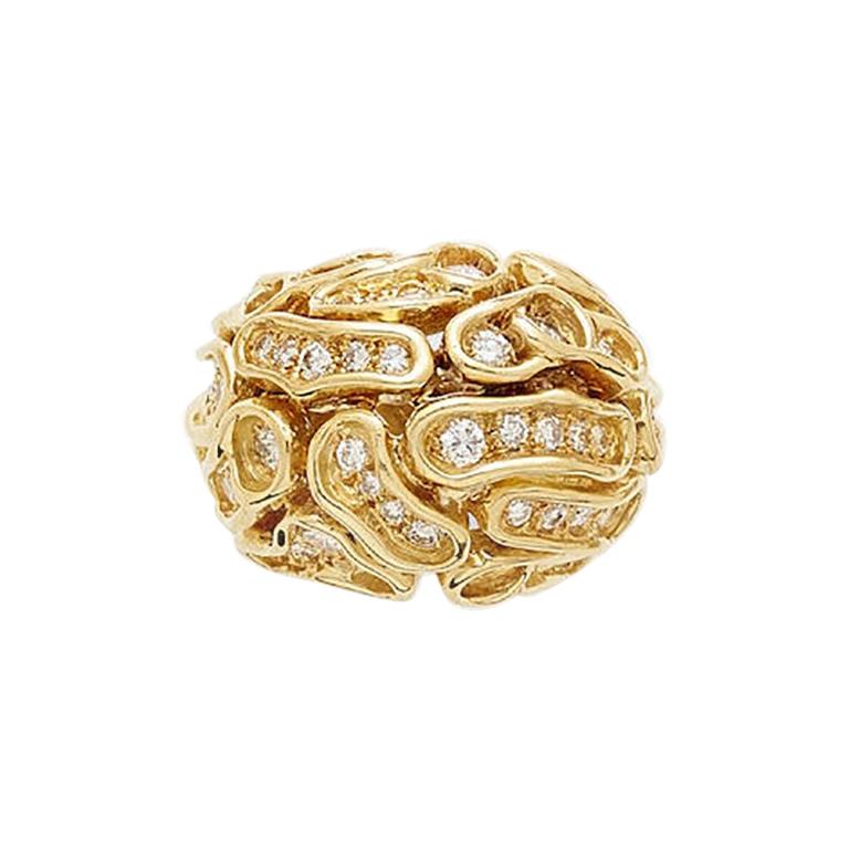 Estate Diamond 'Puzzle' Gold Dome Eternity Cocktail Ring