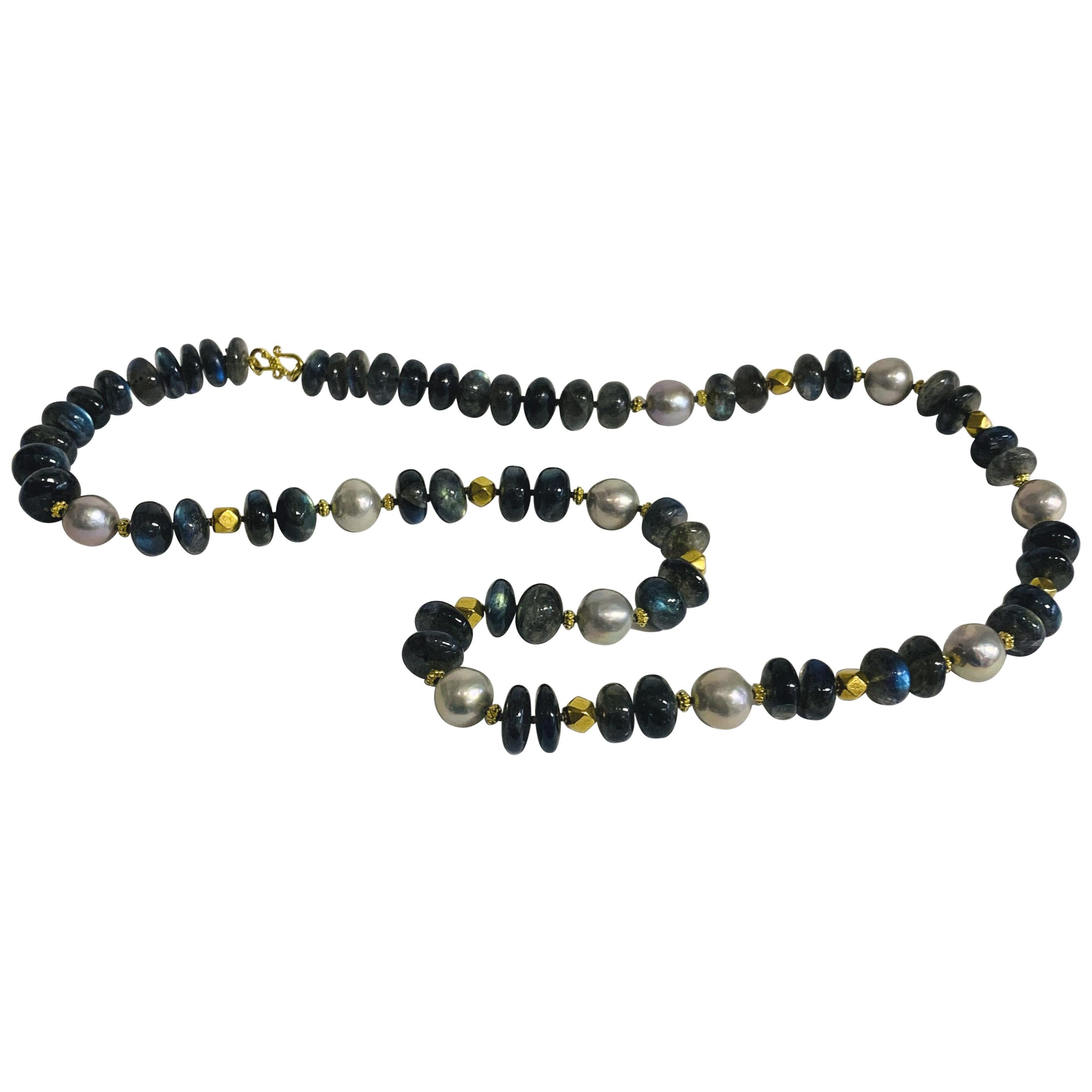 Altfield Labradorite, Pearl and Gold Necklace