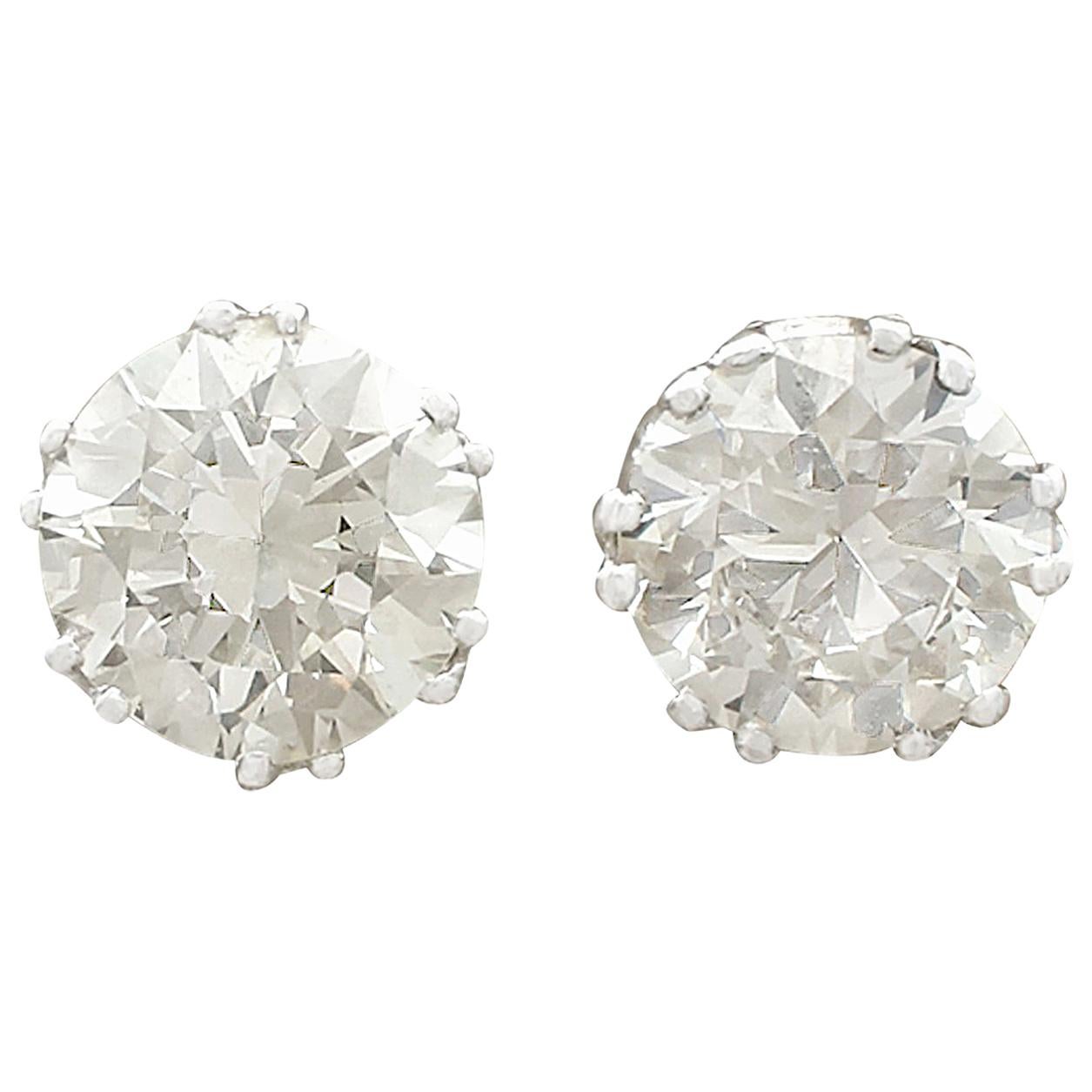 1950s 2.39 Carat Diamond and Platinum Stud Earrings