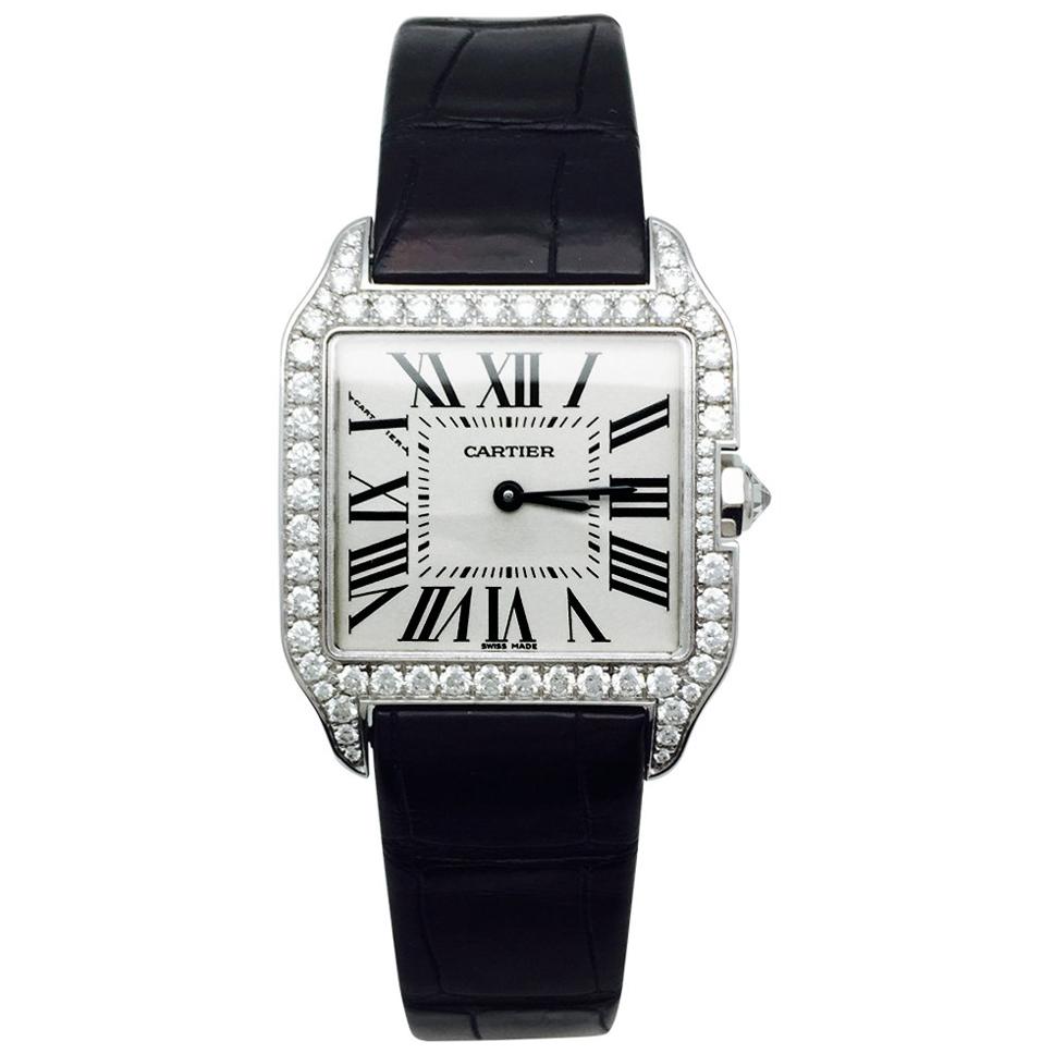 Cartier Watch, white gold Santos Dumont Collection, Diamonds