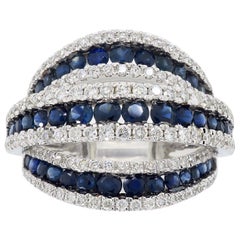 Diamond and Blue Sapphire Cocktail Ring