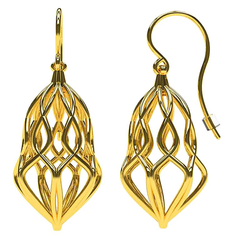 14 Karat Yellow gold Wire Dangle Earrings