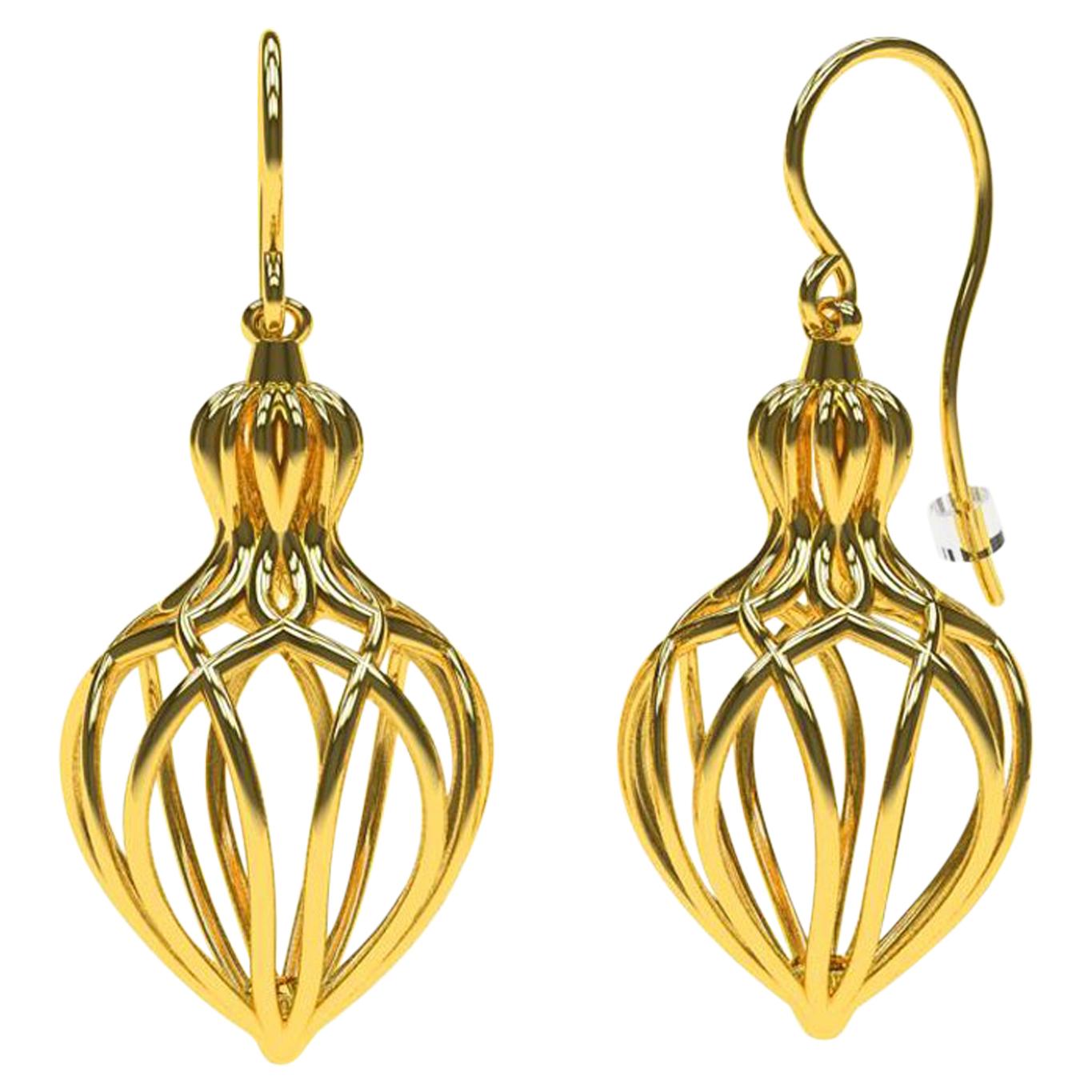 14 Karat Yellow Gold  Arabesque Dangle Earrings For Sale