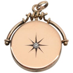 Antique 14 Karat Yellow Gold Charm Locket with Diamond Accent