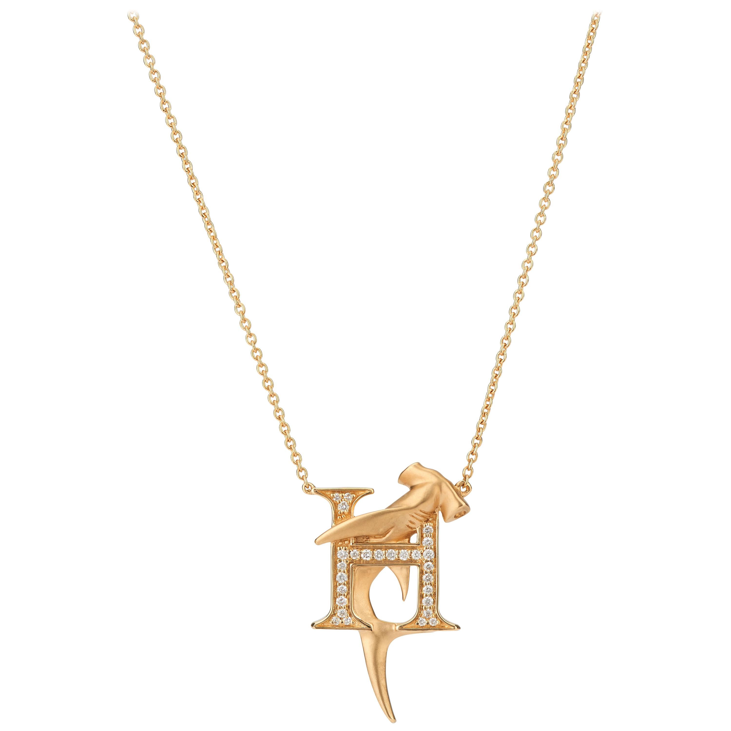 Fish Tales H Is For Hammerhead Shark 18 Karat Gold And White Diamond Fish Tales H Is For Hammerhead Shark 18 Karat Gold And White Diamond Necklace At 1stdibs