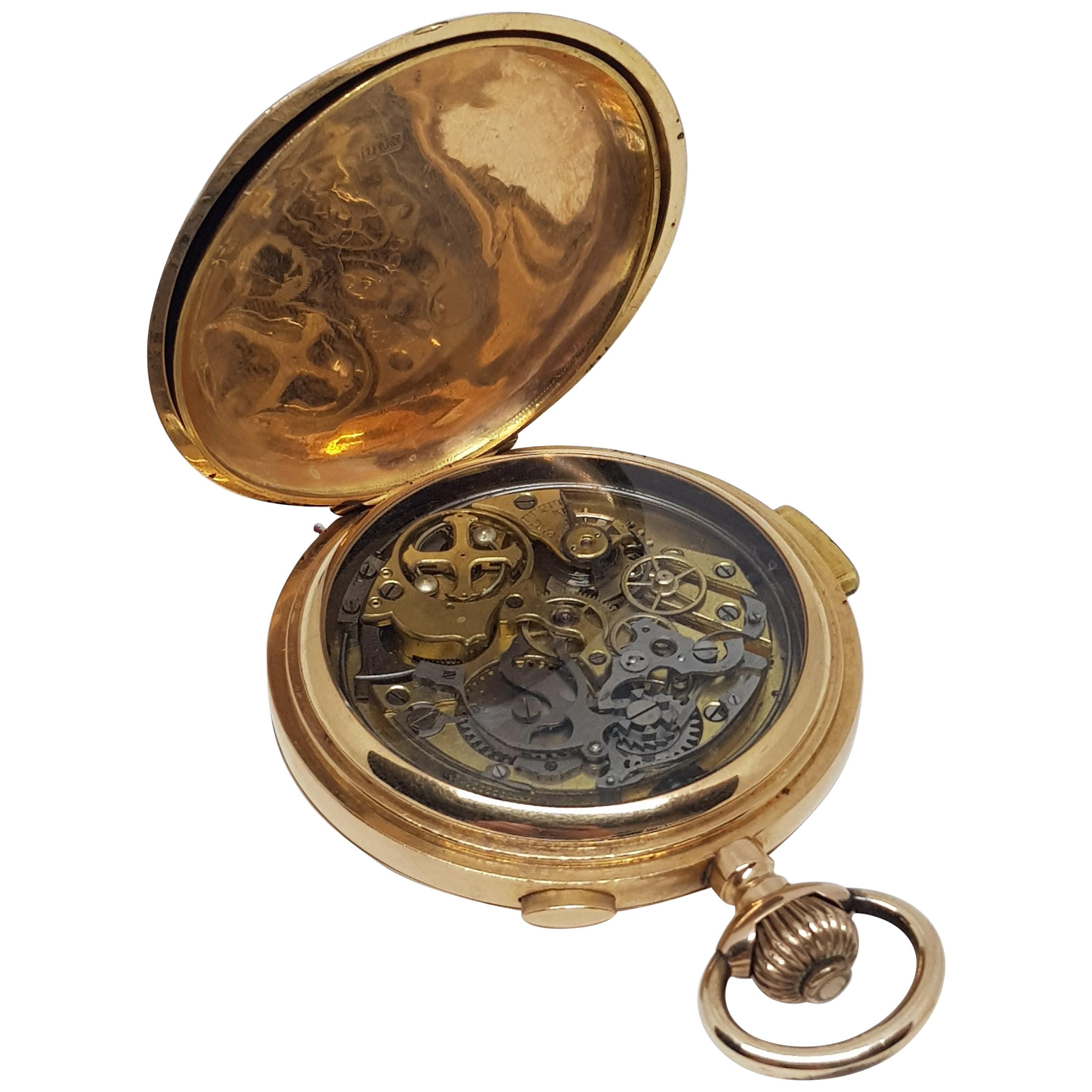 Chronographe Repetition a Quartz Silencieus Rocail Musical Gold Pocket Watch