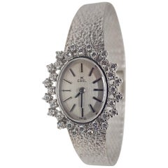 Ebel Montre vintage en or blanc 18 carats et diamants pour femmes