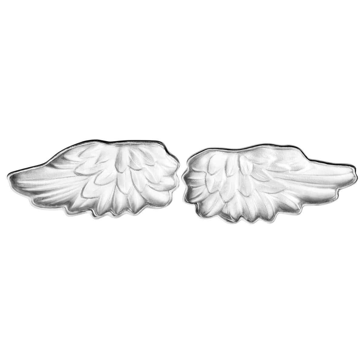 Contemporary White Gold Cufflinks with Rock Crystal Wings For Sale