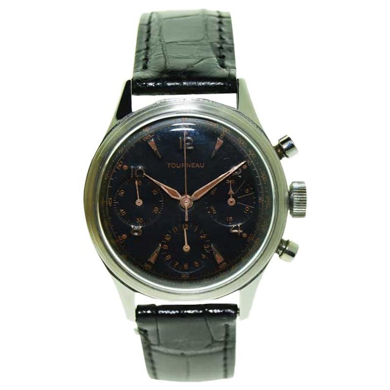Tourneau Watch Company Stainless Steel Three Register Chronograph For
