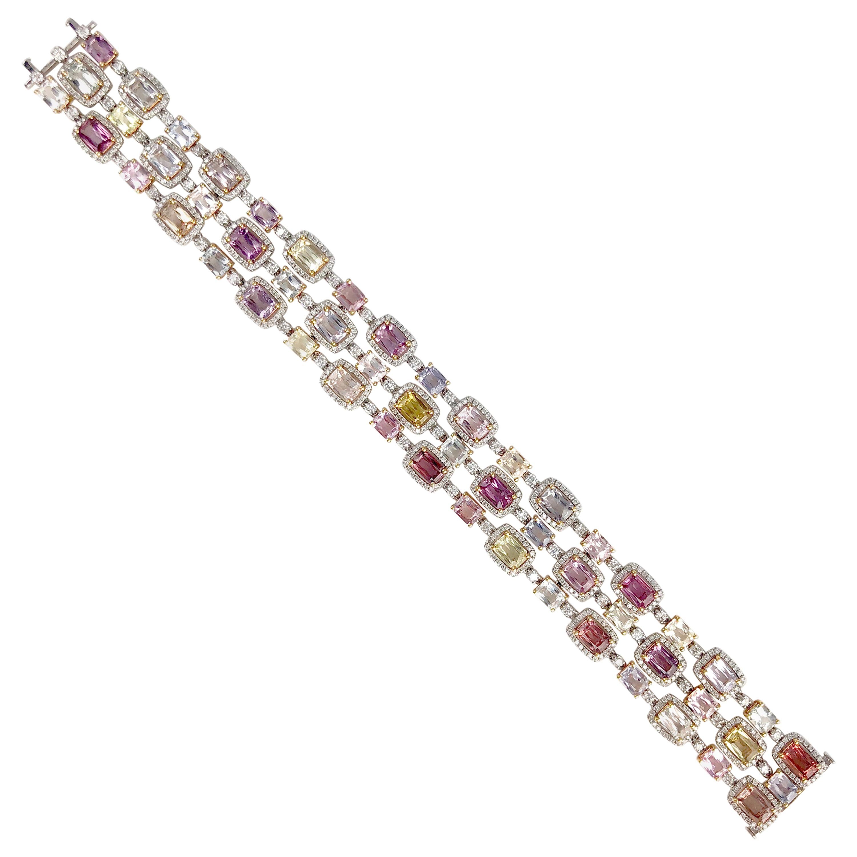 DiamondTown 31.54 Carat Natural Color Sapphire and Diamond Bracelet