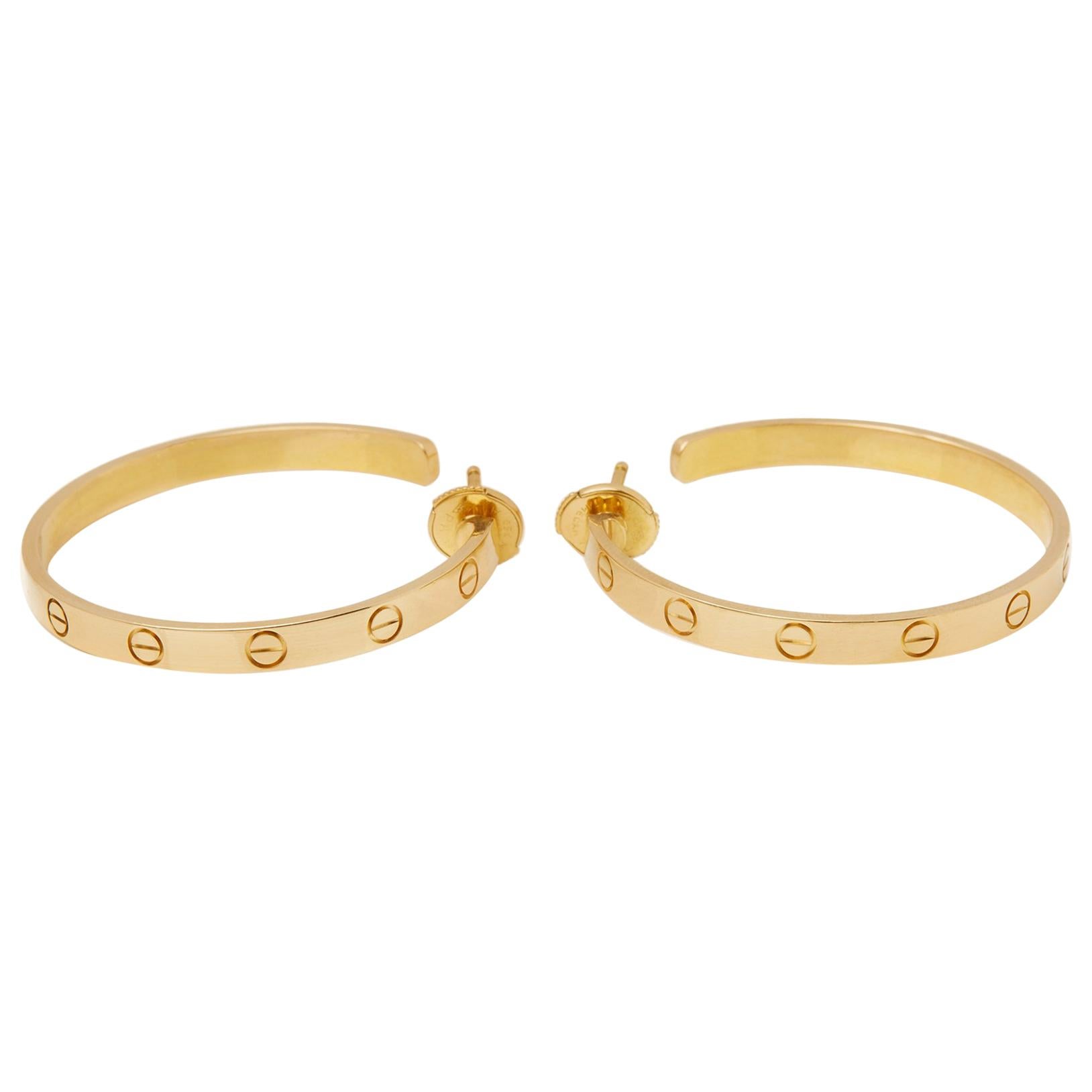 Cartier 18 Karat Yellow Gold Love Hoop Earrings