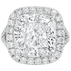 GIA Certified 8.03 Carat Cushion Cut Diamond Ring