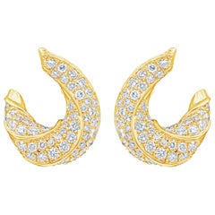 Roman Malakov Diamonds 7.03 Carats Total Brilliant Round Diamond Twisted Clip-On Earrings