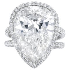 Used Diana M. 15.01 Carat F-SI2 Pear Shaped Diamond Ring