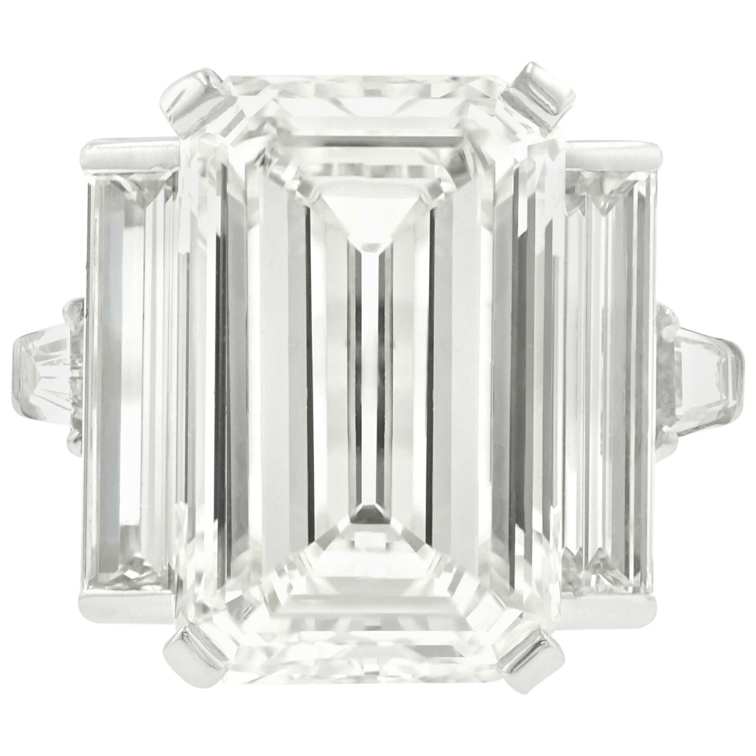 Estate 12.75 Carat Emerald Cut Diamond Ring