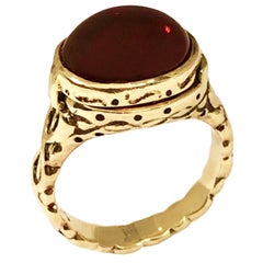Vintage 9 Karat Gold and Garnet Poison Ring