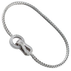 Cartier Agrafe Diamond Clasp 18 Karat White Gold Bracelet