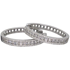 Three-Row Diamond Hoop Earrings in 18 Karat Gold