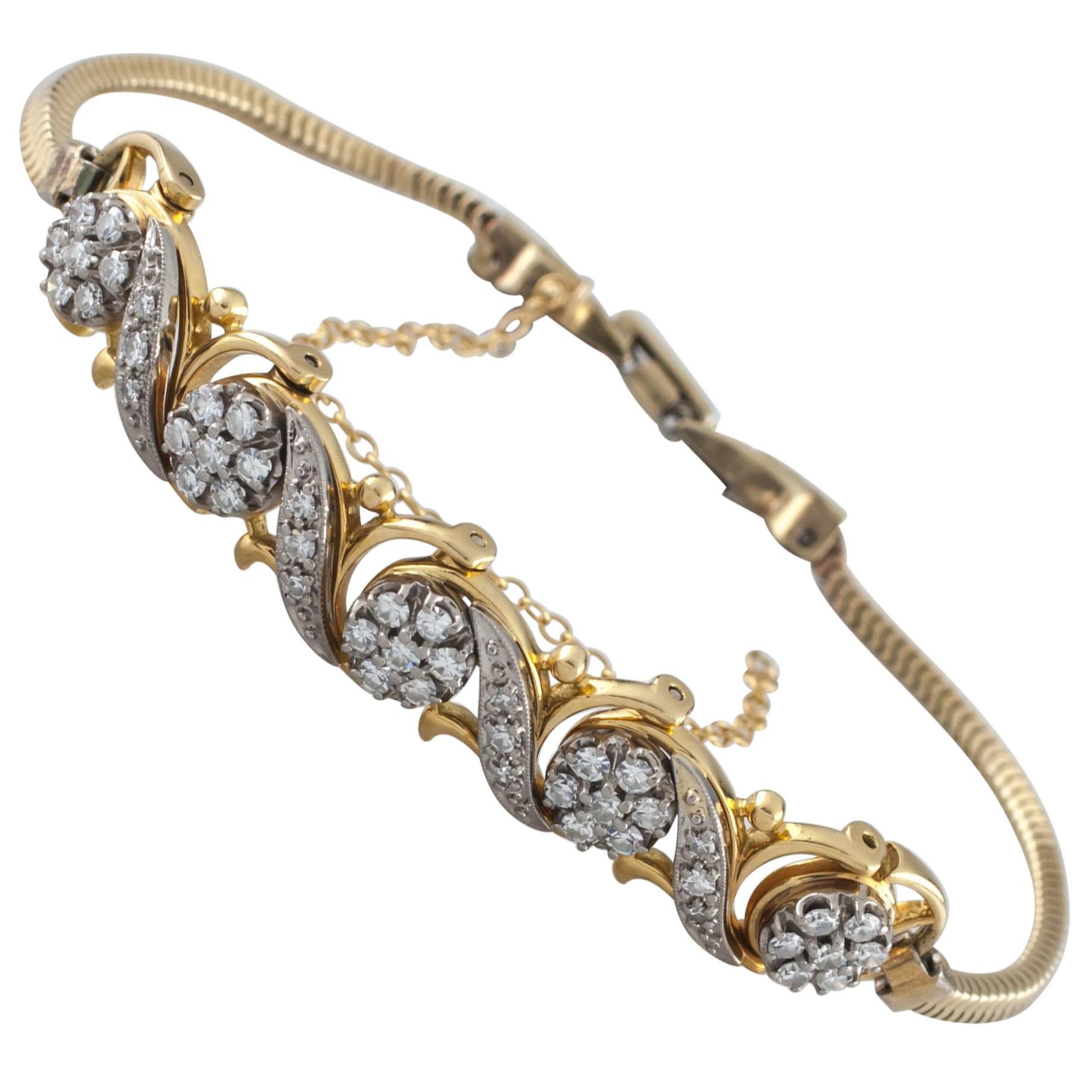 Jabel Add-A-Link Diamond 5 Link and Snake Chain 18 Karat Yellow Gold Bracelet