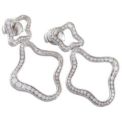 2.10 Carat Diamond Flower Dangle Stud 18 Karat White Gold Earrings