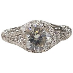 14 Karat 1.62 Carat Diamond "Art Deco" Ring