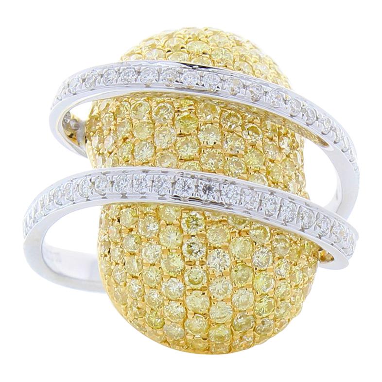 2.37 Carat Total Fancy Yellow Diamond and White Diamond Two-Tone Cocktail Ring