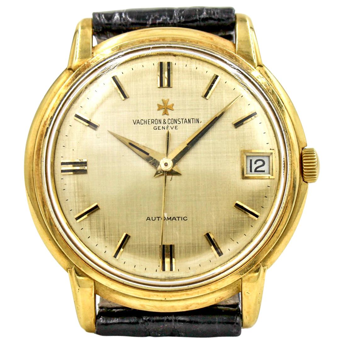 Vacheron Constantin 18 Karat Yellow Gold Men's Wrist Watch with Textured Dial For Sale