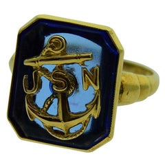 Ladies Vintage Solid Gold United States Navy Anchor Ring, circa 1940s