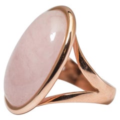 Pink Gold Ring Surmounted by a Pink Morganite Shape Cabochon