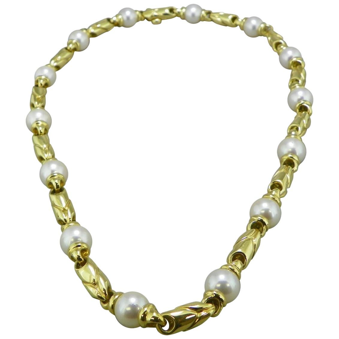 Bvlgari "Passo Doppio" Pearl Yellow Gold Necklace