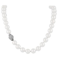 Vintage Diamond Gold and Cultured Pearl Necklace
