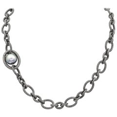 Tahitian Pearl Diamond Clasp Multifunctional Necklace, Lariat, and Bracelet