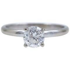 Anillo de compromiso de diamantes redondo 1,00 quilates 14 quilates de oro blanco