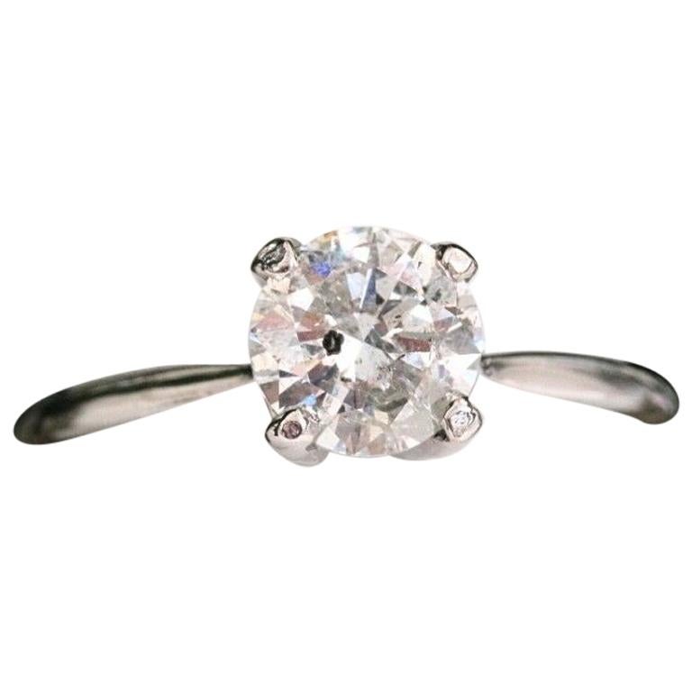 Diamond Engagement Ring Round 1.07 Carat 14 Karat White Gold For Sale