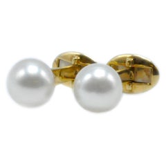 South Sea Pearl and Yellow Gold Cufflinks