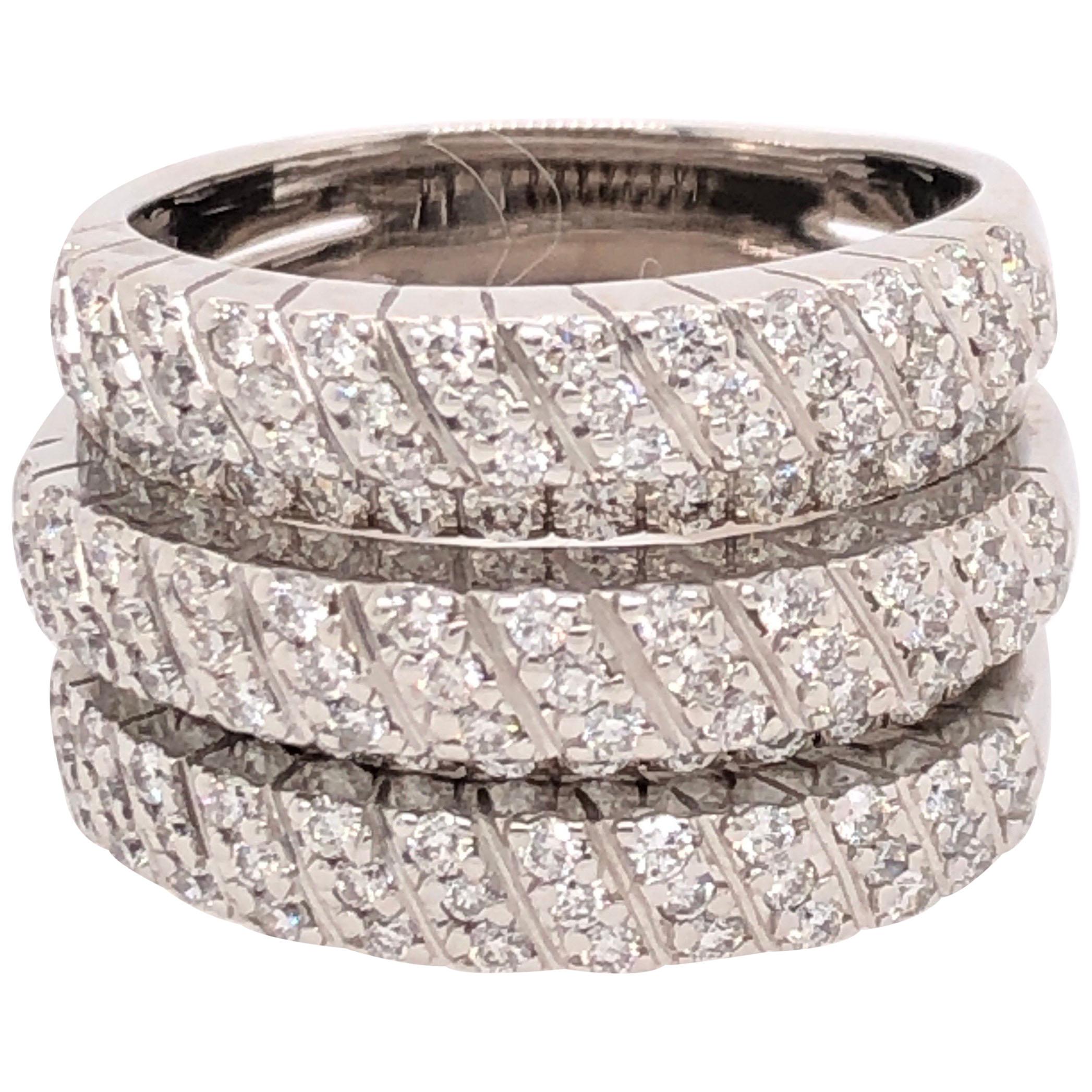 Five Band Pave White Gold Diamond Ring