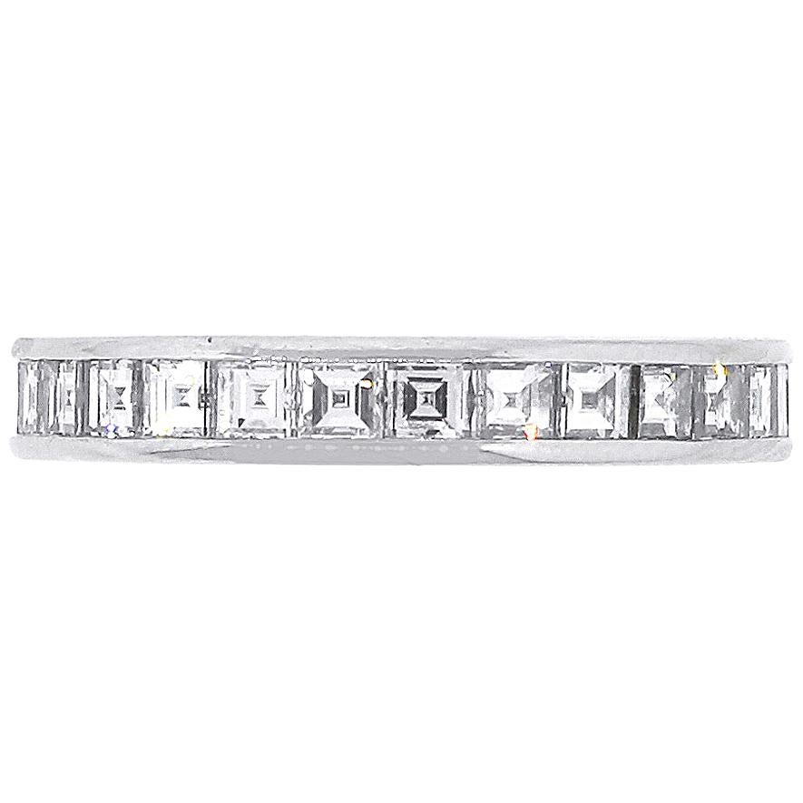 Tiffany and Co. square step cut Channel Set Eternity Band